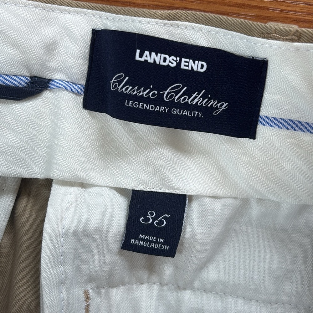 NWT Lands' End Traditional Fit Comfort Waist Chino Pants in Khaki Size 35 - Picture 4 of 10